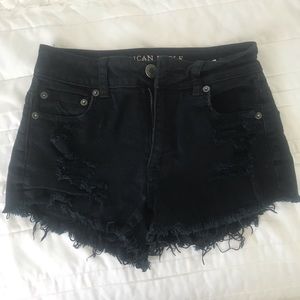 Black Distressed Jean Shorts